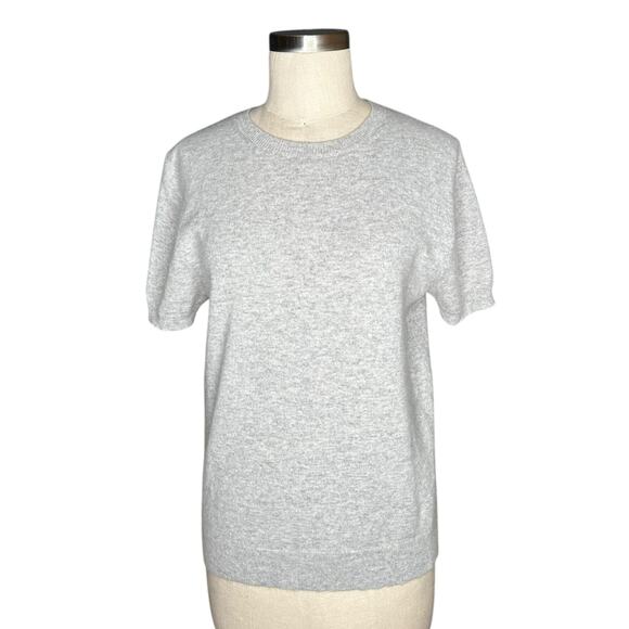 VINCE Gray Wool Blend Cashmere Short Sleeve Crew Neck Knit Sweater Size Large - Picture 1 of 7